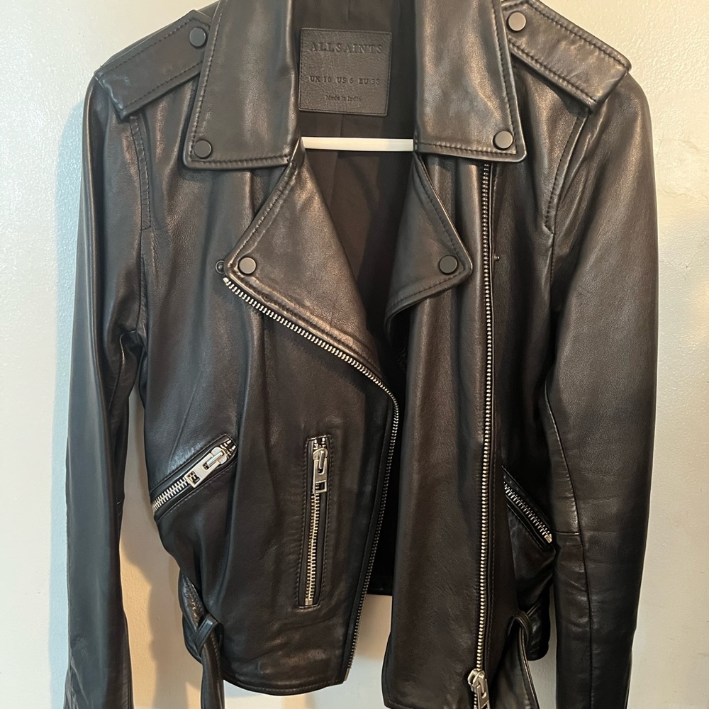 AllSaints Balfern biker leather jacket size 6